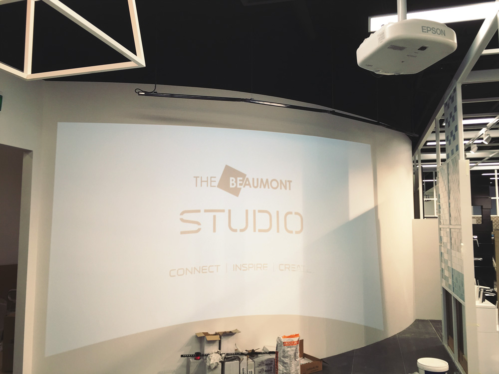 Beaumont Tiles Curved Wall Projection Audio Visual Melbourne