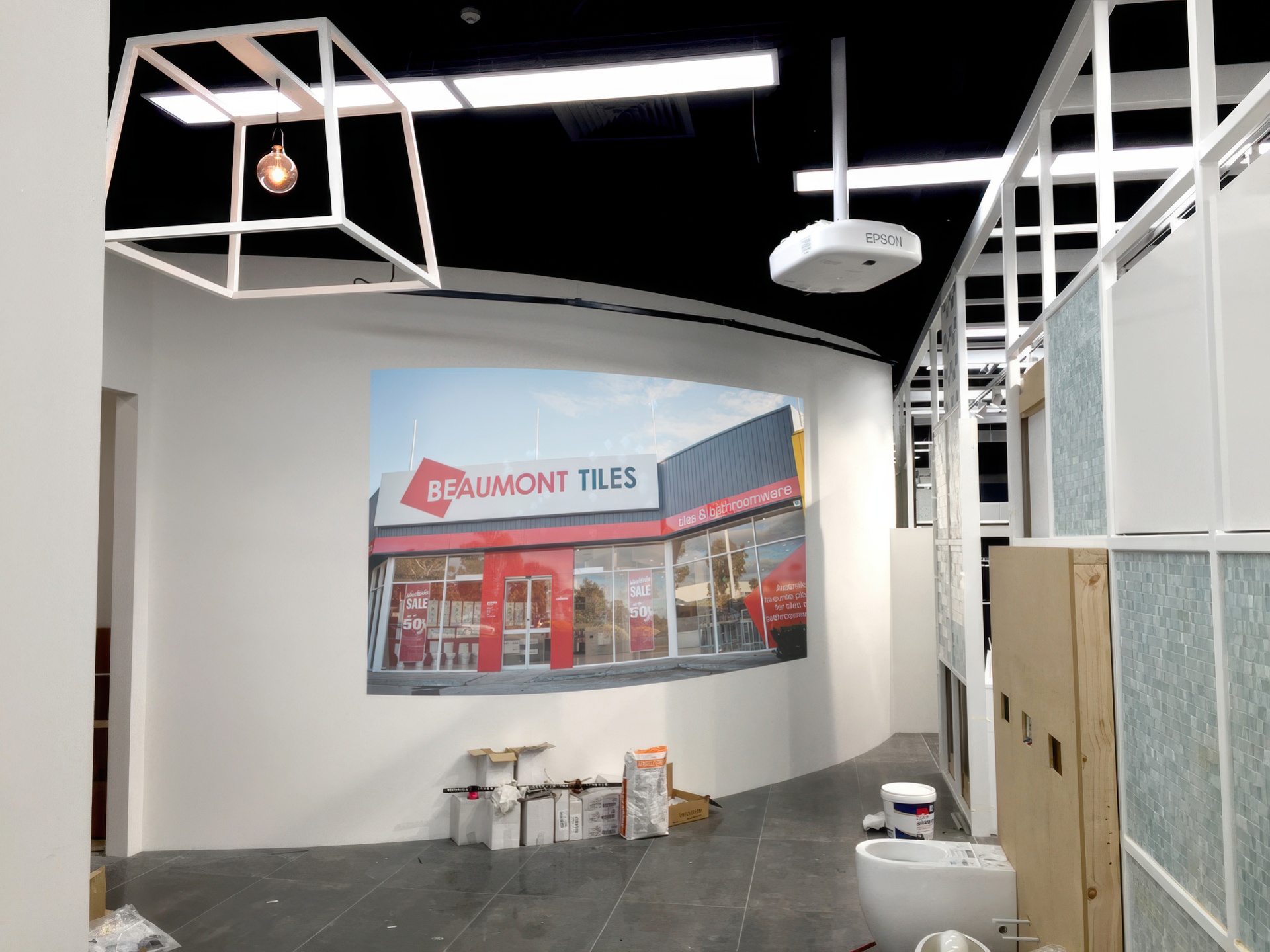 Beaumont Tiles Curved Wall Projection Melbourne Vision One