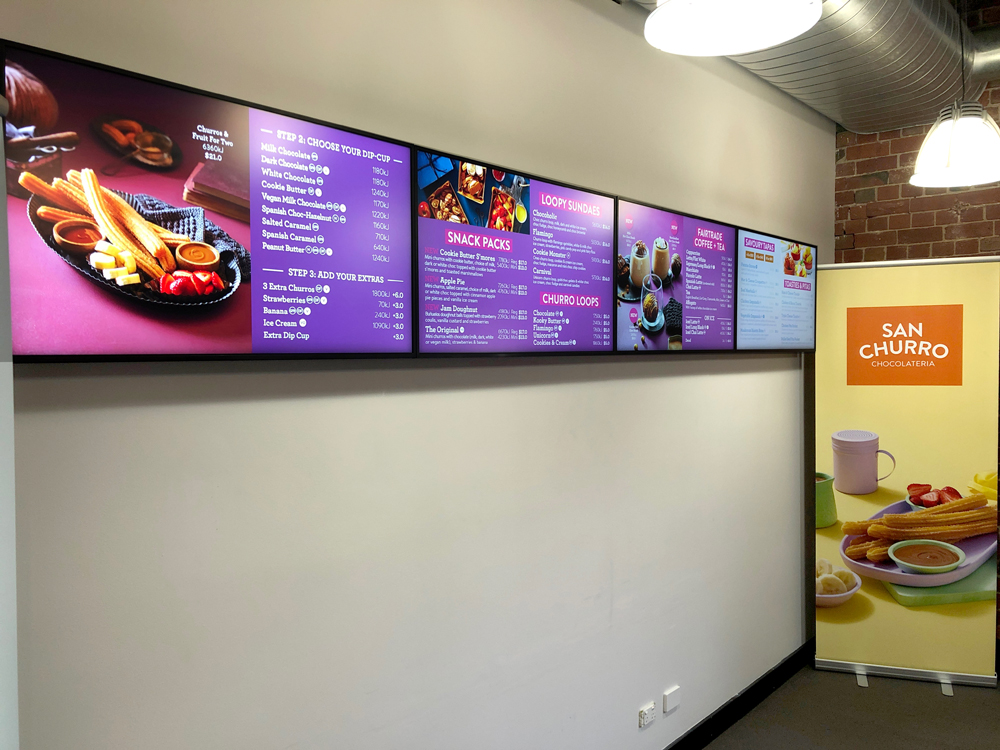 San Churro Digital Menu Boards Food Franchise Melbourne Australia Audio Visual