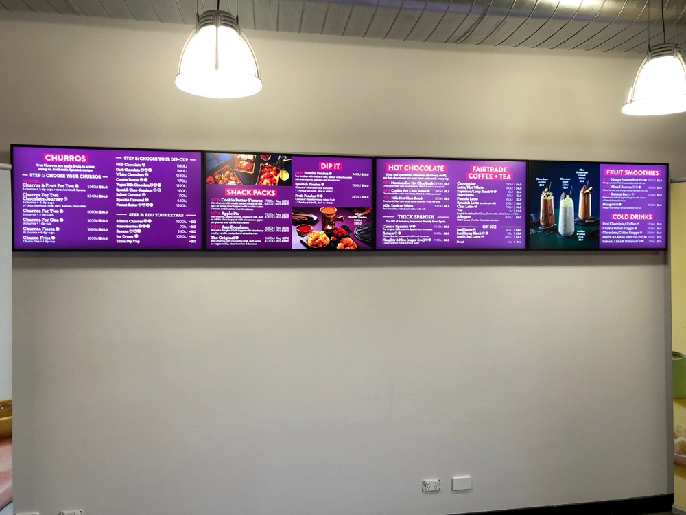 San Churro Digital Menu Boards Food Franchise Melbourne Australia Audio Visual